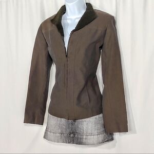 Y2k vintage fur collar tailored blazer